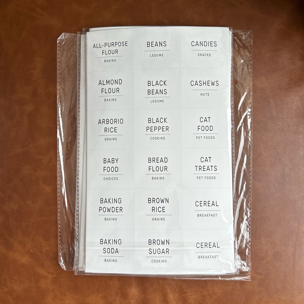 Pantry Label Set with Various Food Categories